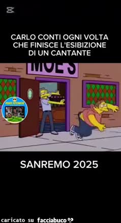 Carlo conti ogni volta che finisce l'esibizione di un cantante Sanremo 2025 simpson